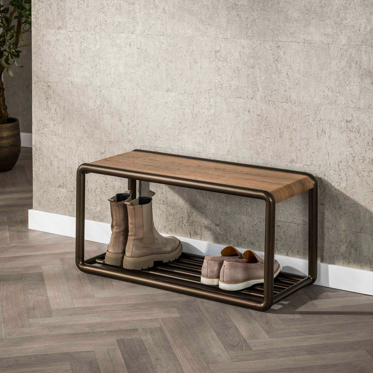 Banc à chaussures Senna Drift marron 80x35 cm