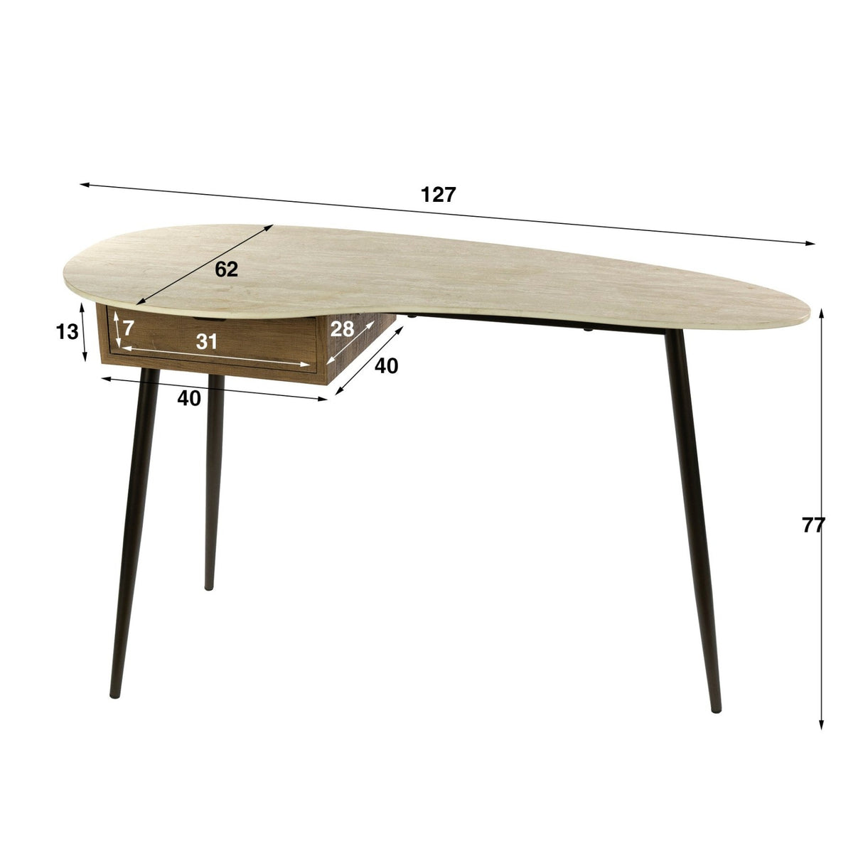 Kaptafels - Kaptafel Borea 1 Lade Keramiek Travertine - Dimehouse