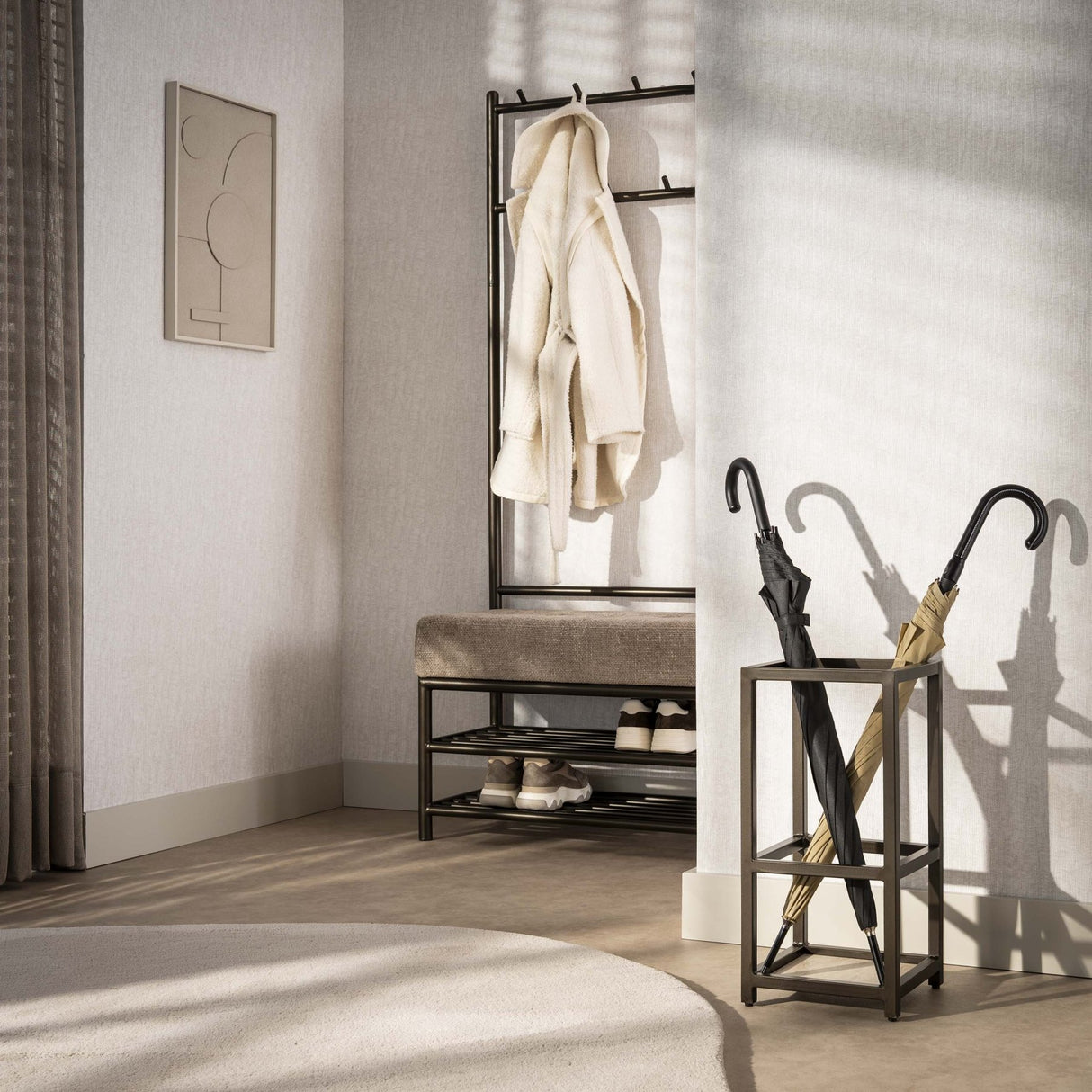 Porte-parapluies Aria carré Noir Couleur bronze
