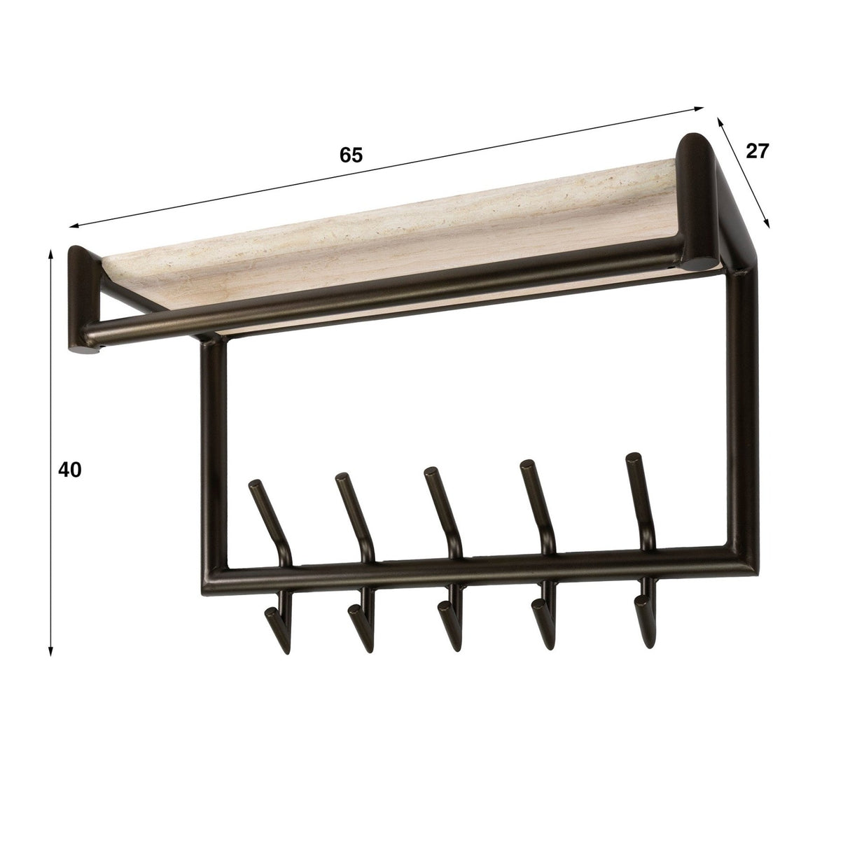 Kapstokken - Wandkapstok Aria 2x5 haken Travertine Melamine Bronskleurig - Dimehouse