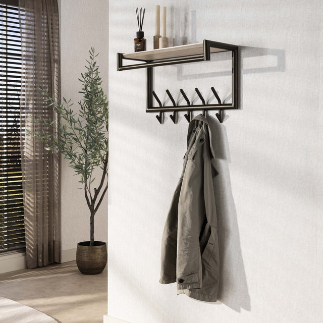 Kapstokken - Wandkapstok Aria 2x5 haken Travertine Melamine Bronskleurig - Dimehouse