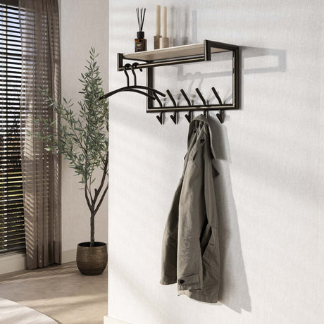 Kapstokken - Wandkapstok Aria 2x5 haken Travertine Melamine Bronskleurig - Dimehouse