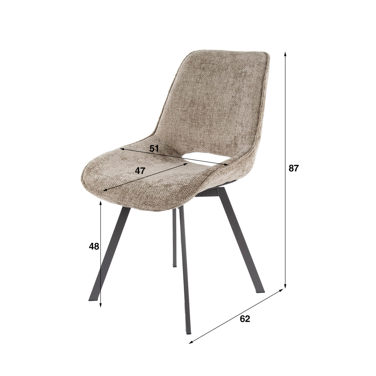 Ensemble de 4 chaises de salle à manger Riviera Rich champagne pivotantes 