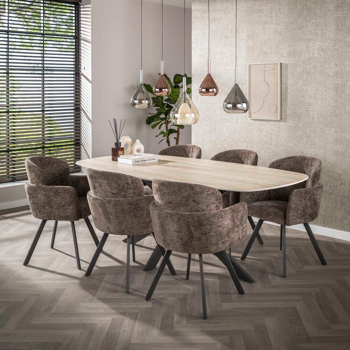 Eetkamerstoelen - Set van 2 Moderne eetkamerstoelen Luma Hoven Rich Taupe - Dimehouse