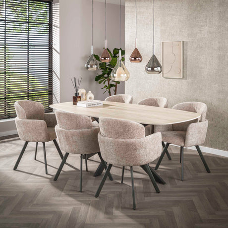 Eetkamerstoelen - Set van 2 Moderne eetkamerstoelen Luma Hoven Rich Zand - Dimehouse