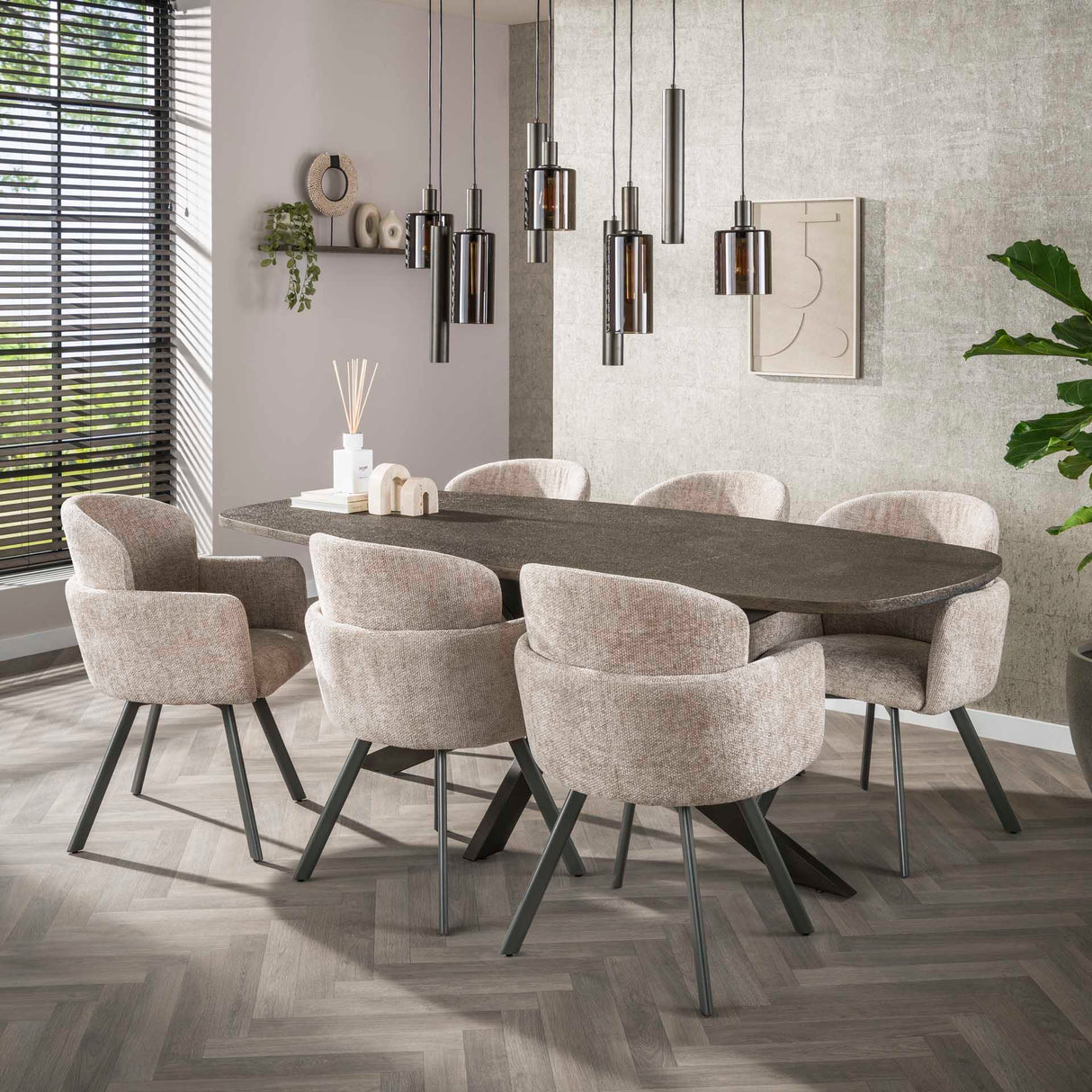 Eetkamerstoelen - Set van 2 Moderne eetkamerstoelen Luma Hoven Rich Zand - Dimehouse