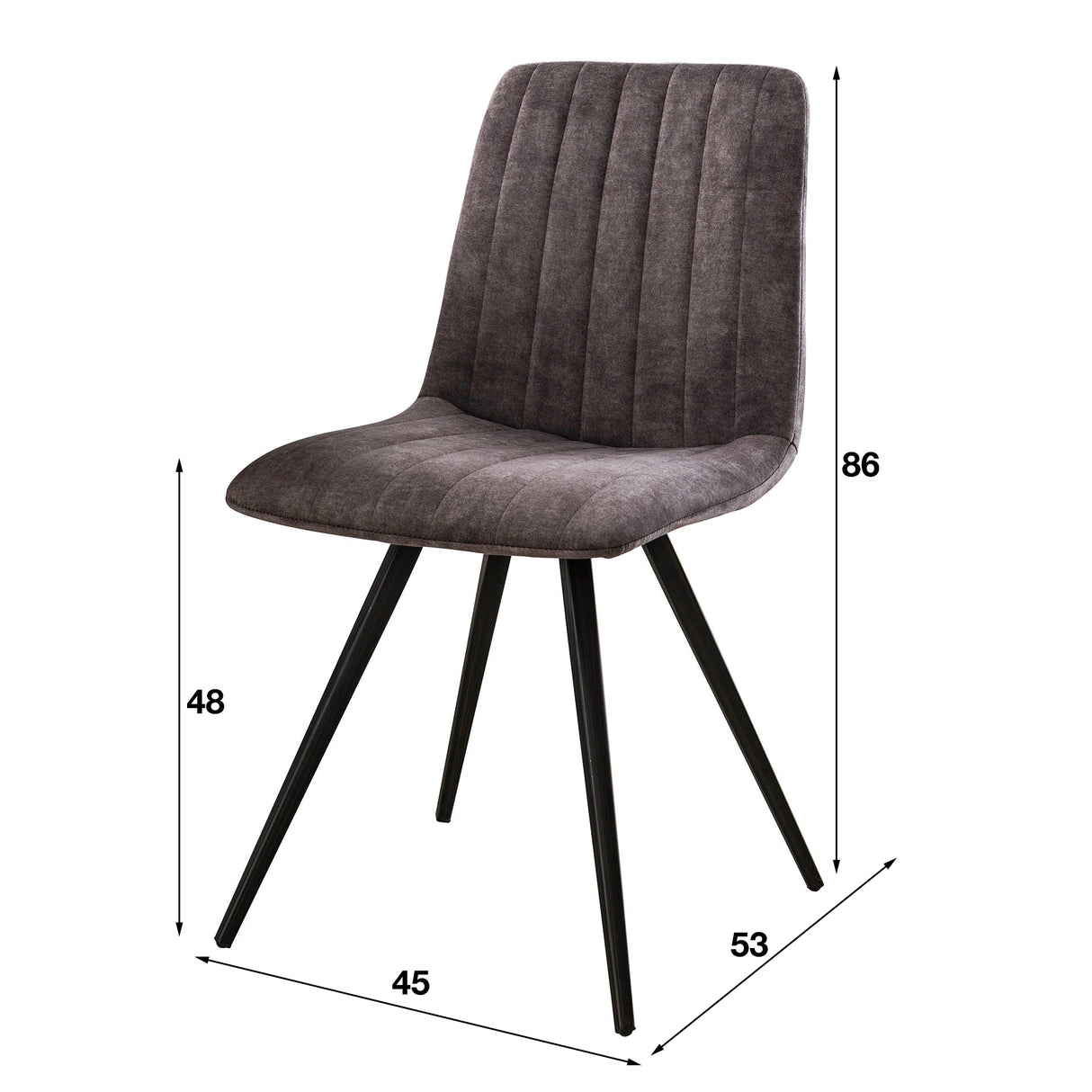 Ensemble de 4 chaises de salle à manger Sadie Velours Gris - Sans accoudoirs 