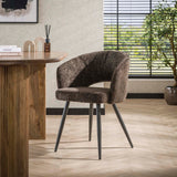 Ensemble de 2 chaises de salle à manger Cargo en tissu brun 