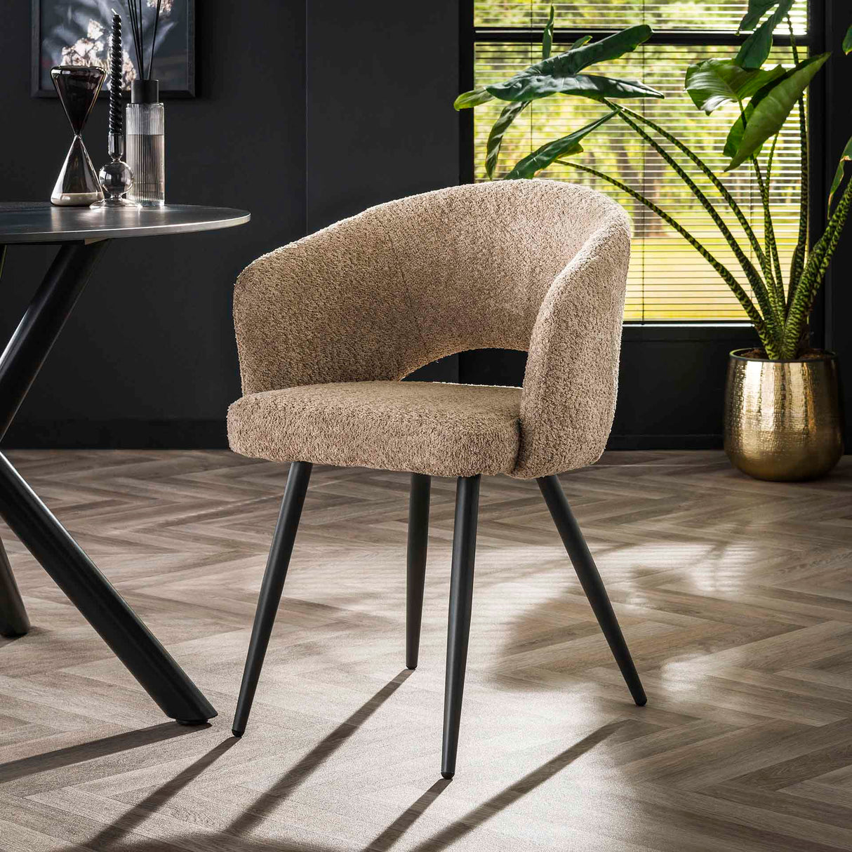 Chaise de salle à manger moderne Zand Cargo Bouclé en tissu 