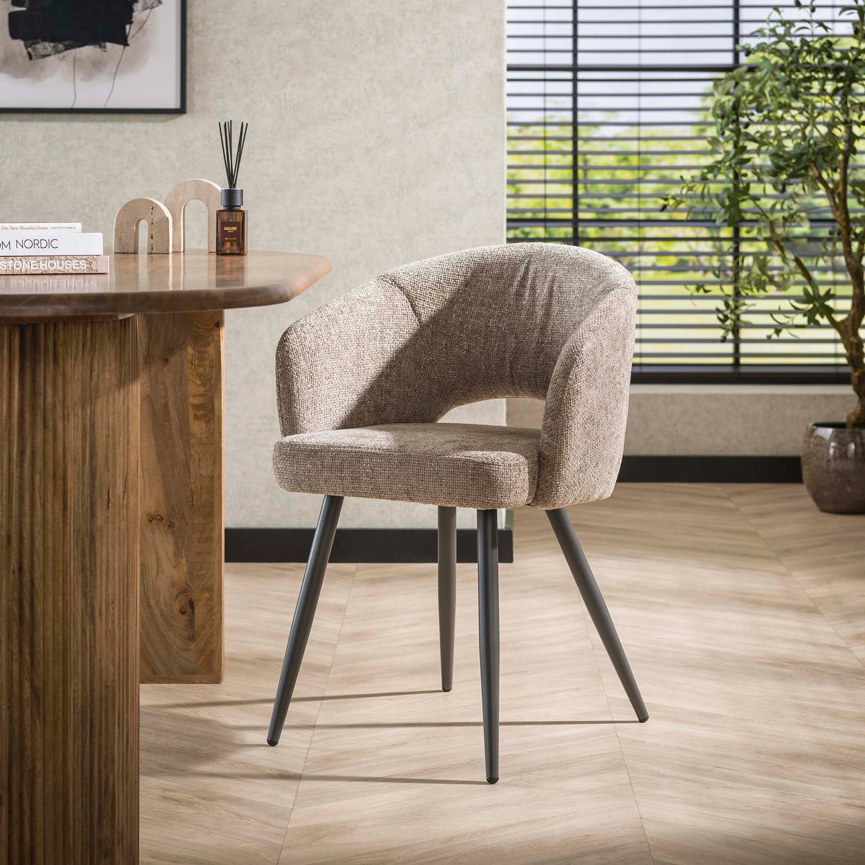 Chaise de salle à manger moderne Zand Cargo Tissee Tissu 
