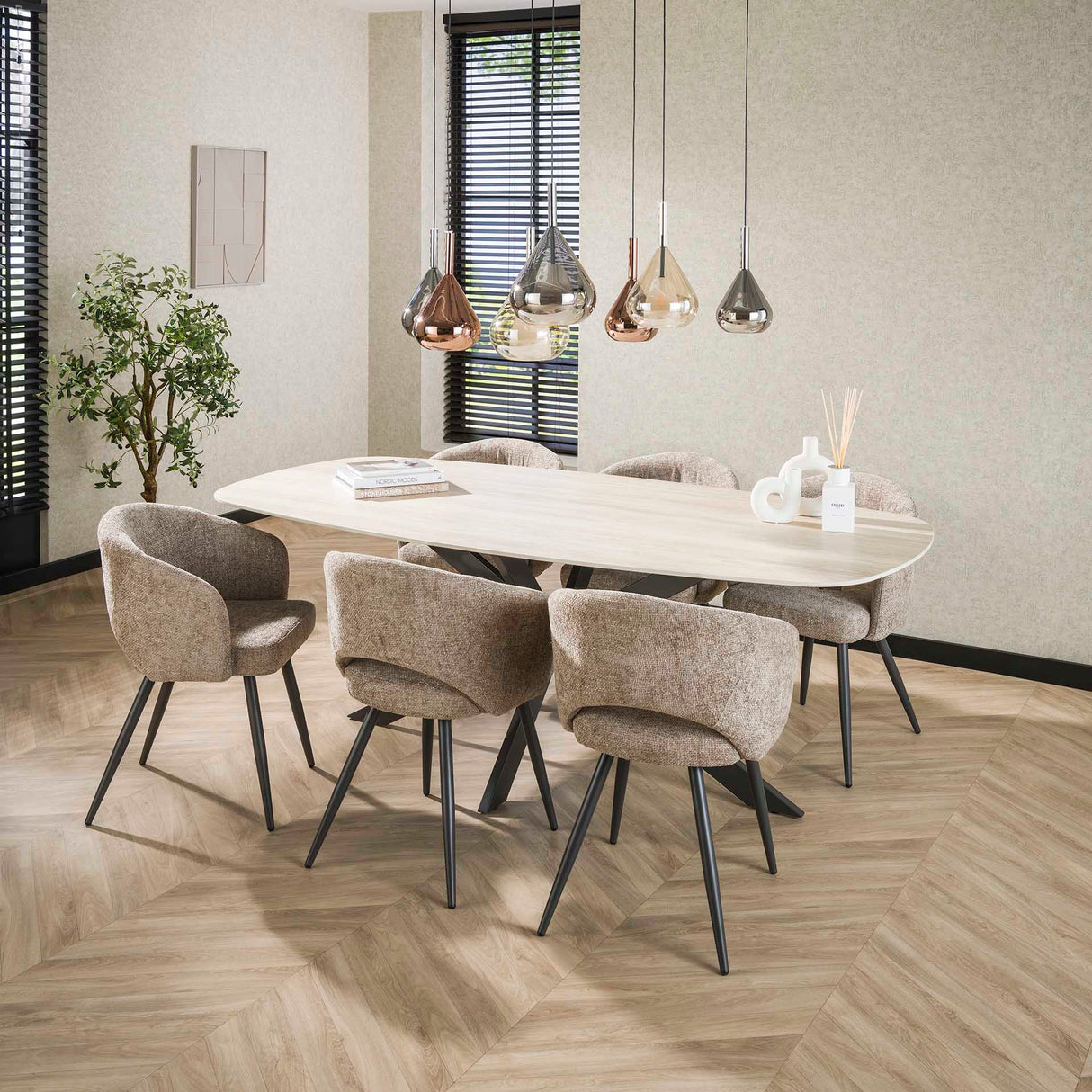 Chaise de salle à manger moderne Zand Cargo Tissee Tissu 
