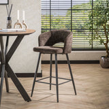 Tabouret de bar moderne brun Alba Tissee Cargo en tissu 