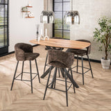 Tabouret de bar moderne brun Alba Tissee Cargo en tissu 