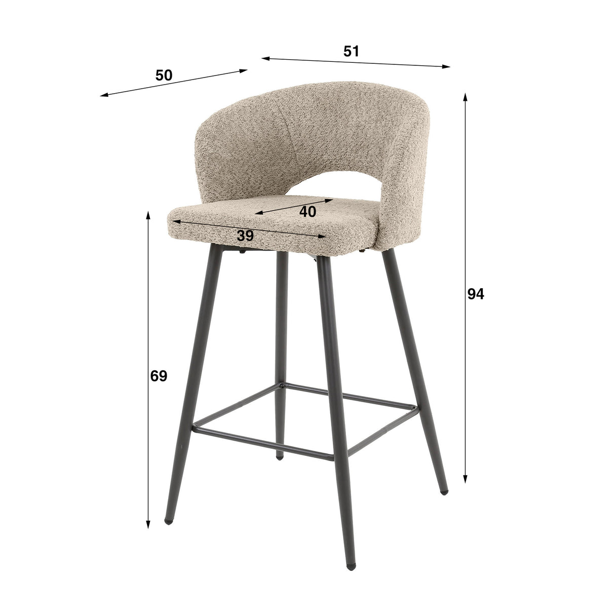 Ensemble de 2 Tabourets Alba bouclé Sable 
