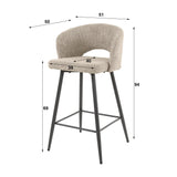 Tabouret de bar moderne Zand Alba en tissu bouclé 