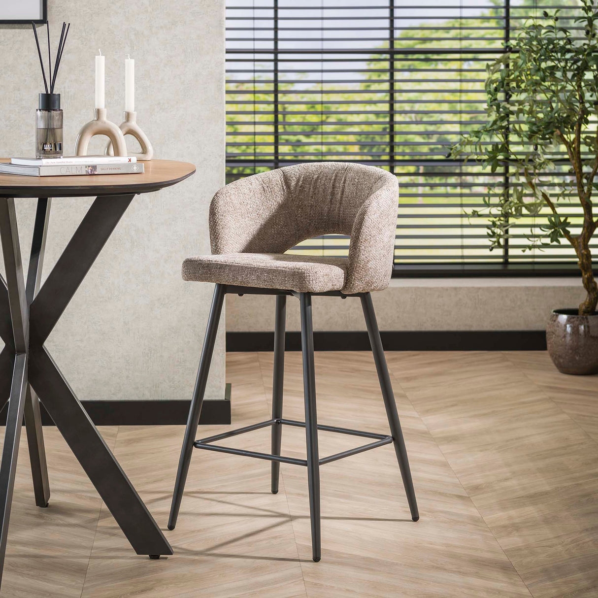 Tabouret de bar moderne Zand Alba Tissee Cargo Tissu 