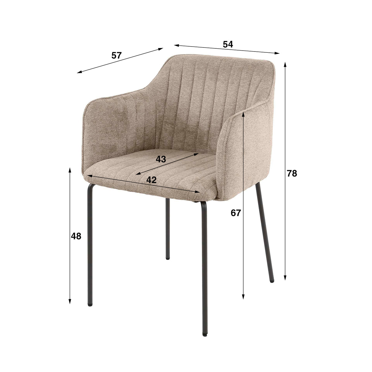 Lot de 2 chaises de salle à manger avec accoudoirs Silvan