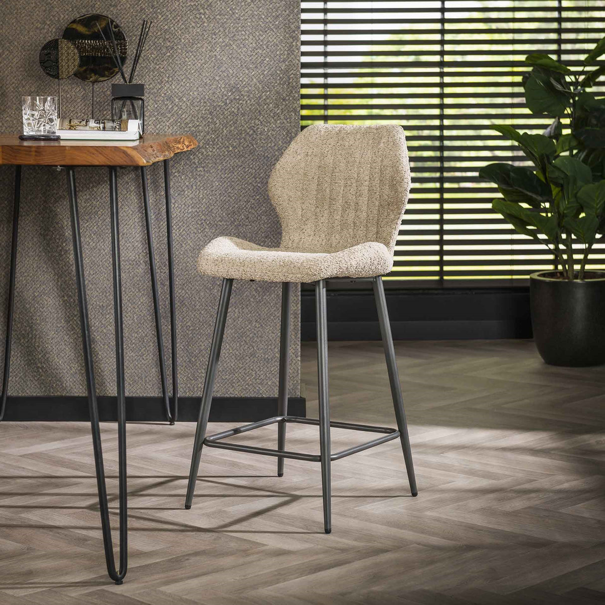 Tabouret de bar Mira Bouclé Sable 
