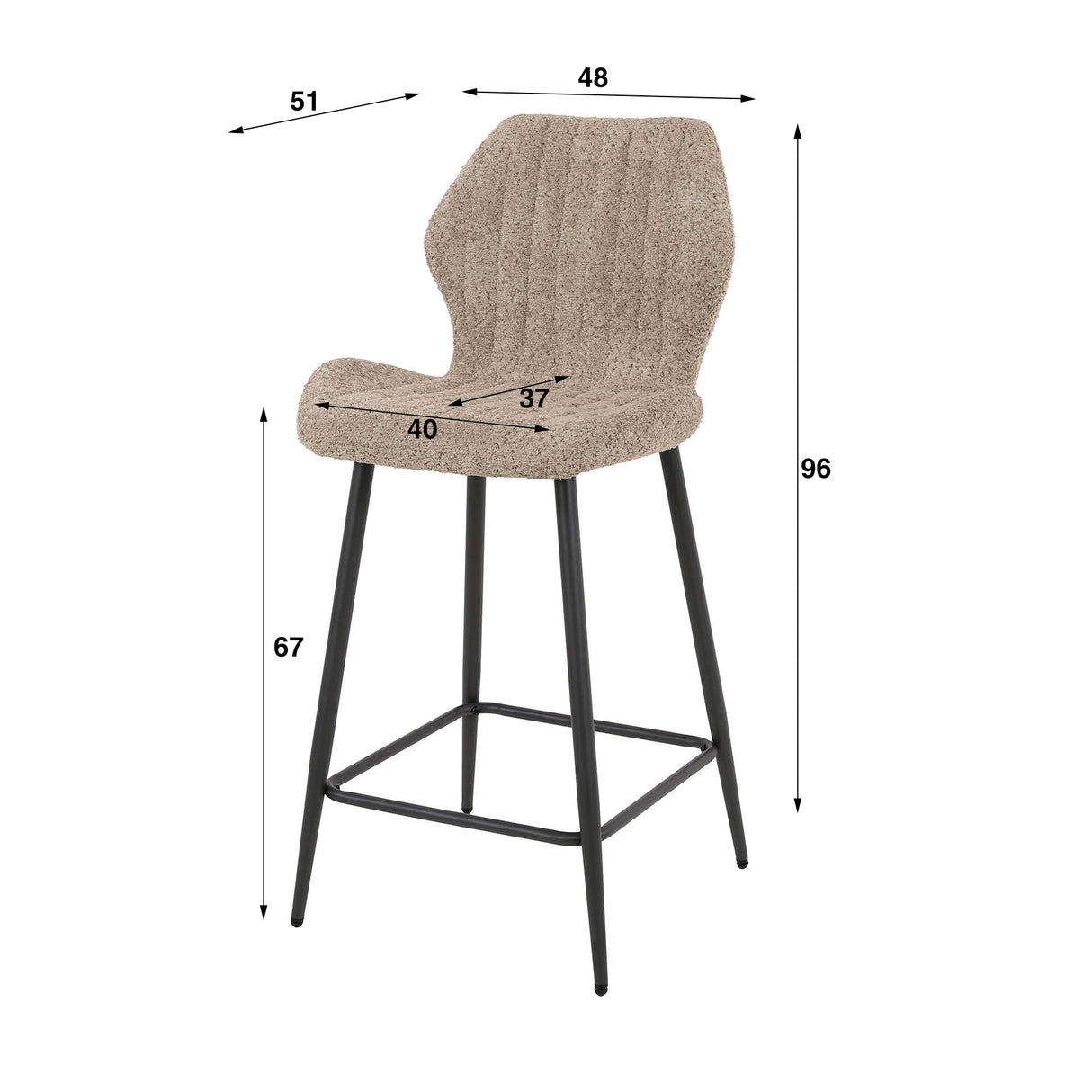 Tabouret de bar Mira Bouclé Sable 
