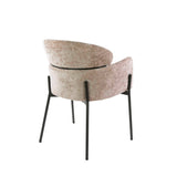 Chaise de salle à manger Lola en tissu Bouclé de couleur sable avec dossier rond et bras 