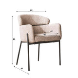 Chaises de salle à manger Lola tissu bouclé crème blanc avec dossier rond 