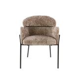 Chaise de salle à manger Lola en tissu Bouclé Champagne avec dossier rond et bras 