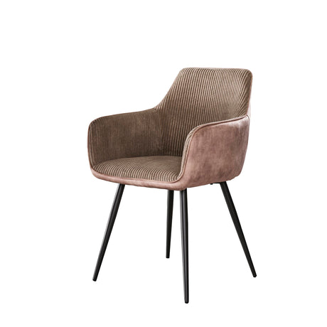 Chaise de salle à manger Rivo Rib Rock Sable Tissu à rayures Assise 