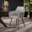 Chaises de salle à manger - Chaise de salle à manger Rivo Rib Rock Silver Rib Fabric Seat - Dimehouse