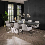Chaise de salle à manger Rivo Rib Rock Argent Tissu à rayures Assise 
