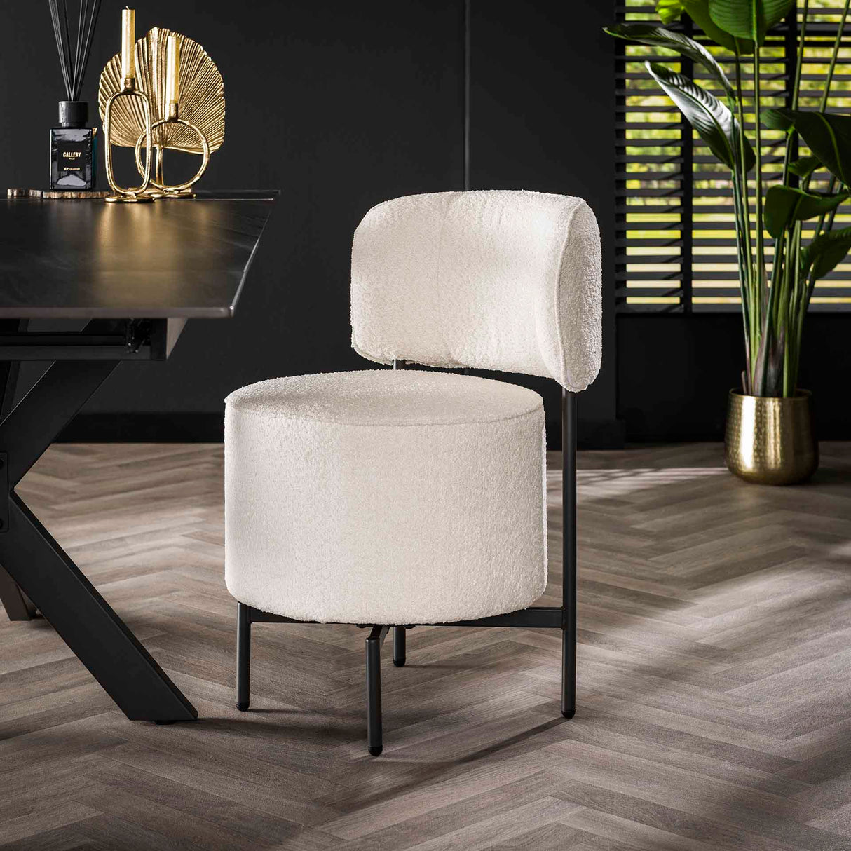 Ensemble de 2 chaises de salle à manger Dante Bouclé blanc pivotantes 