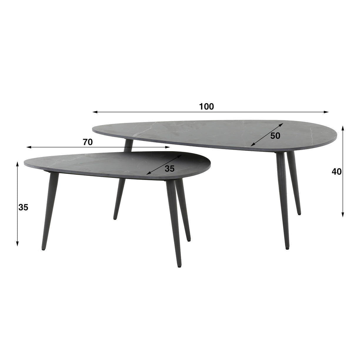 Lot de 2 tables basses Sophie céramique noire