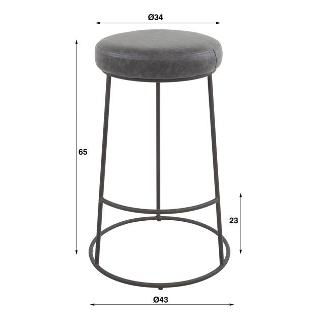 Tabouret de bar industriel Dorian Grey Set de 4