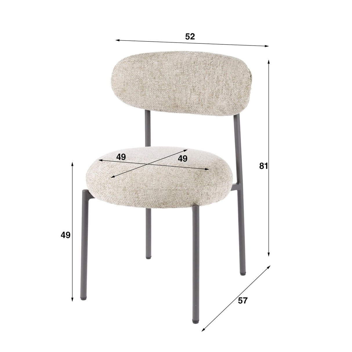 Ensemble de 2 chaises de salle à manger Aero Tissee Cargo Sable 