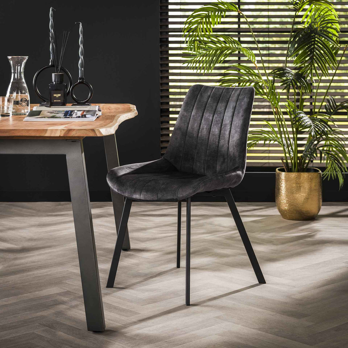 Lot de 4 chaises de salle à manger velours Senna