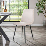Chaise de salle à manger en tissu rayé moderne ivoire Rock Lento 