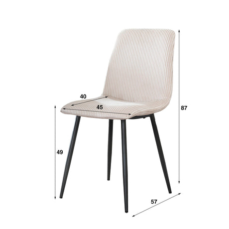 Ensemble de 4 chaises de salle à manger Lento Rib Rock ivoire 