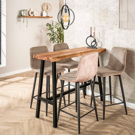 Ensemble de 2 tabourets de bar Lento Rib Rock Sable 