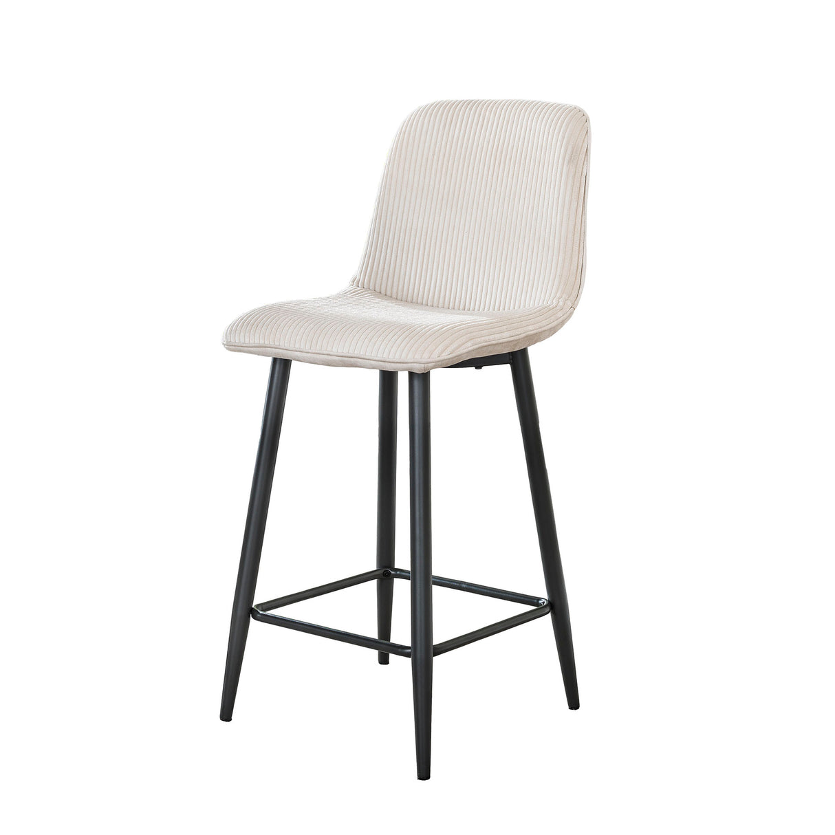 Lot de 2 tabourets de bar Koda tissu côtelé crème