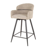 Lot de 2 tabourets de bar Sienna Bouclé sable avec dossier rond et pivotant 