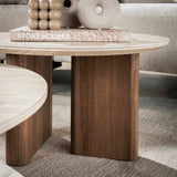 Ensemble de tables basses Nola Rond - Céramique Travertin (2 pièces) 