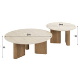 Ensemble de tables basses Nola Rond - Céramique Travertin (2 pièces) 