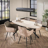 Table à manger Vesta Danois Ovale Céramique Aspect Travertin 180 cm 
