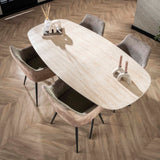 Table à manger Vesta Danois Ovale Céramique Aspect Travertin 180 cm 