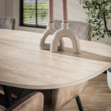 Table à manger Vesta Danois Ovale Céramique Aspect Travertin 180 cm 