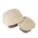 Ensemble de 2 tables basses Rio en céramique en forme de galet en bois 