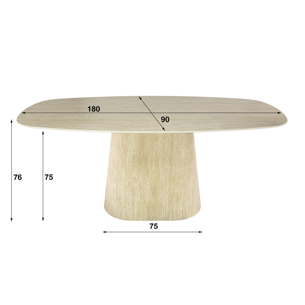 Table à manger moderne Archon en céramique travertin 180 cm