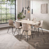 Table à manger moderne Archon en céramique travertin 180 cm