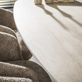 Eettafels - Deens Ovaal Eettafel Jimi 215 cm 3D Keramiek Travertin - Dimehouse