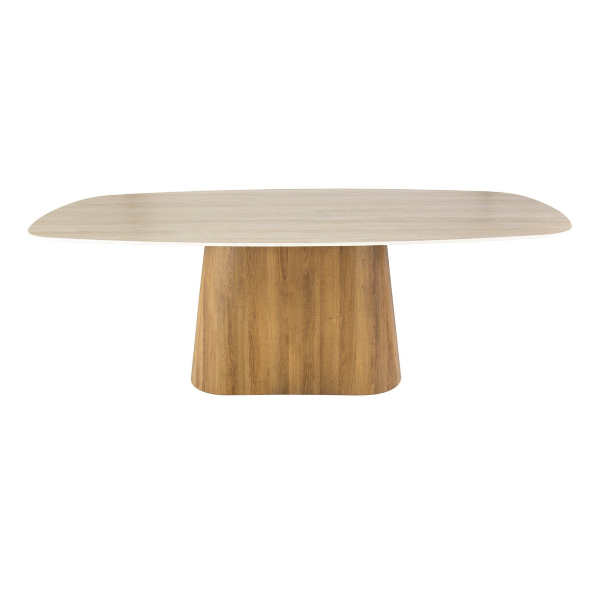 Eettafels - Deens Ovaal Eettafel Jimi 215 cm 3D Keramiek Travertin - Dimehouse