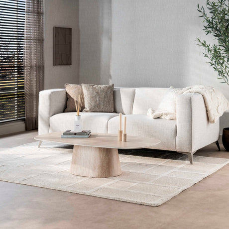 Salontafels - Deens Ovaal Salontafel Jimi 135x70 cm Keramiek Travertin - Dimehouse